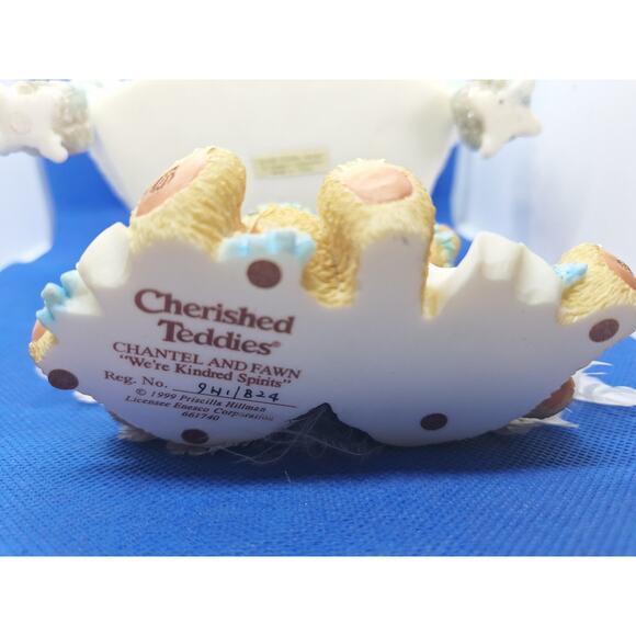 Cherished Teddies  Chantel and Fawn " We're Kindred Spirits  " Figurine w/ Bench - Picture 6 of 8